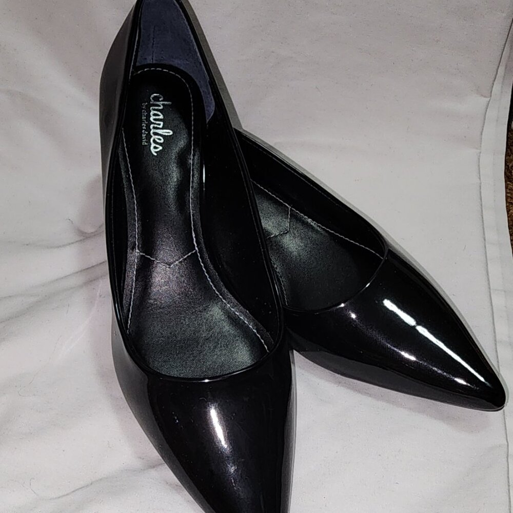 Charles David Black Patent Pumps